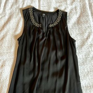 Bejeweled Black Satin Tank